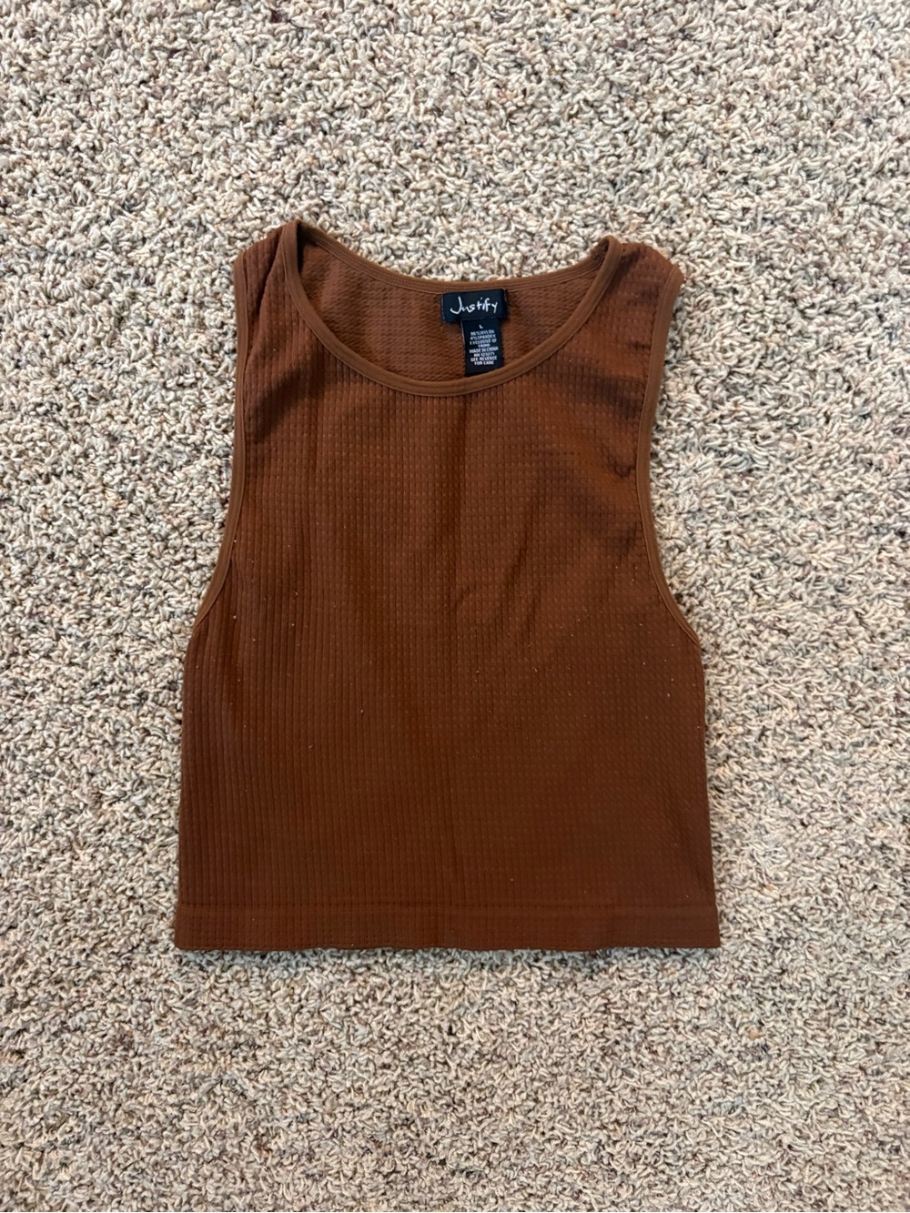 Brown Ribbed Tank Top